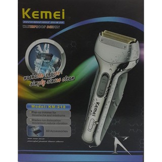 เครื่องโกนหนวดไฟฟ้ากันน้ำสองใบมีด kemei-218 พร้อมแบตตาเลี่ยนกันจอน สามารถชาร์จไฟได้