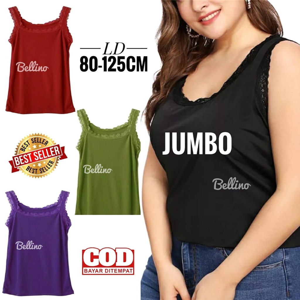 IBEL - Camisole Tanktop Jumbo ผู้หญิงลูกไม้ Super Soft Cool Tanktop เสื้อกล้ามสาวลูกไม้ Jumbo Fit