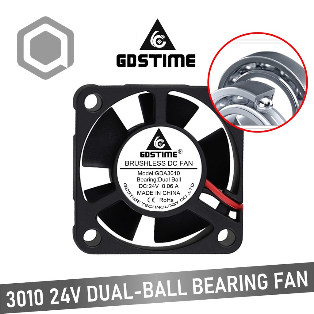 GDSTIME 3010 24V Dual Ball Bearing Axial Fan - 9,500RPM 27.46dBa