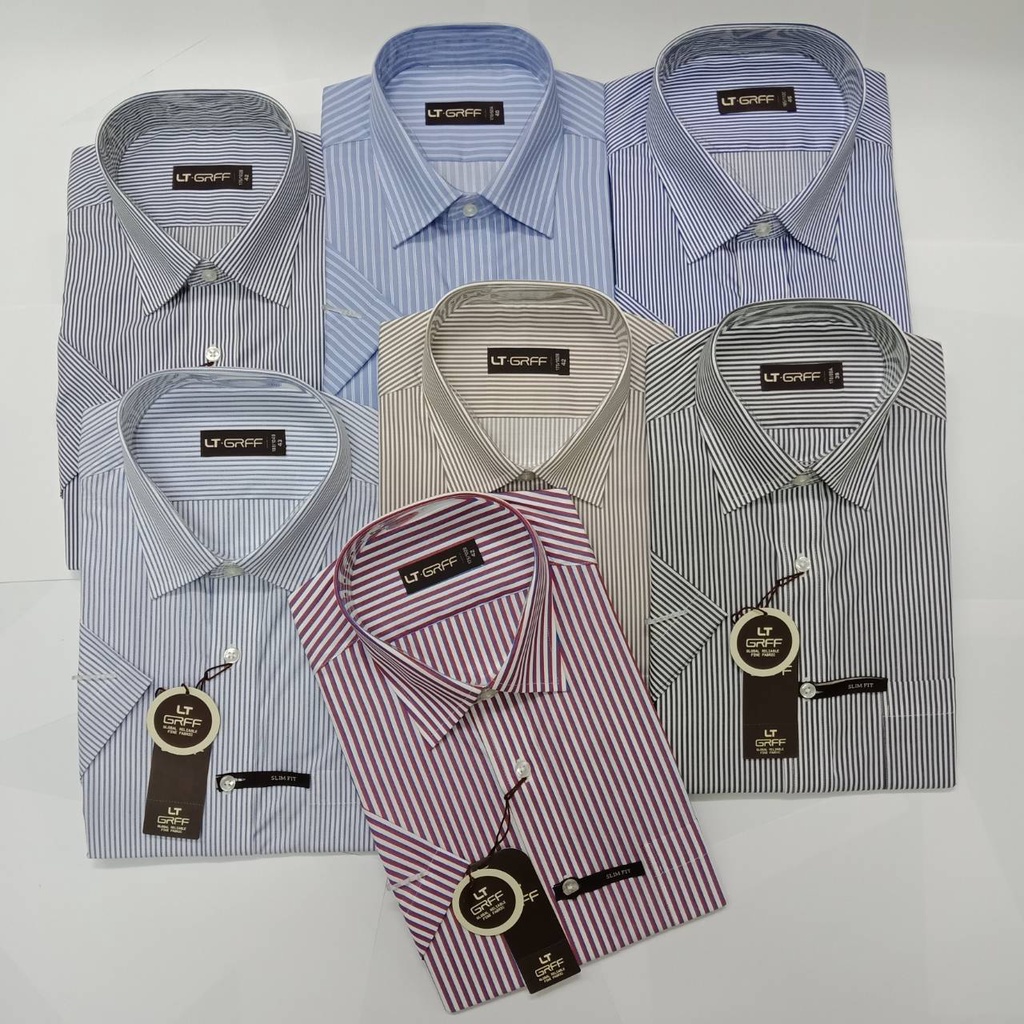 LT.Grff เสื้อเชิ้ตแขนสั้นผู้ชาย เข้ารูป Slim Fit Short Sleeve อก 40-48 นิ้ว