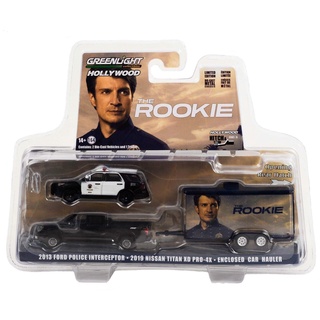 Greenlight 1/64 Hollywood Hitch &amp; Tow Series 10 - The Rookie 2013 Ford Police Interceptor - 2019 Nissan Titan XD Pro-4X