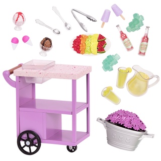 Our Generation -SUMMER TREATS SERVING CART SET (BD37983Z) - เซ็ตอุปกรณ์บาร์ขายน้ำสำหรับตุ๊กตา