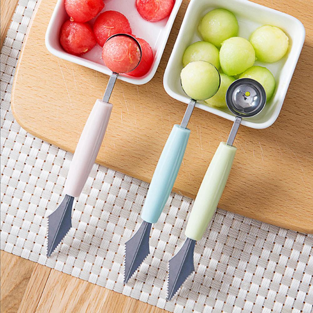 2 in1 Dual-head Stainless Steel DIY Carving Knife Fruit Watermelon Ice Cream Baller Stacks Scoop Kitchen Accessories Cutter Gadge