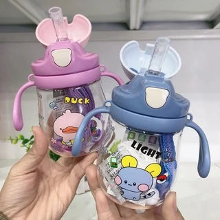 ถ้วยหัดดื่ม รูปการ์ตูน​ แก้วน้ำหัดดื่ม​ แก้วน้ำเด็ก ไม่ดูดไม่ไหล กันสำลัก ฝึกเลิกขวดนม มีตุ้มถ่วง ขวดน้ำเด็ก ขวดนม