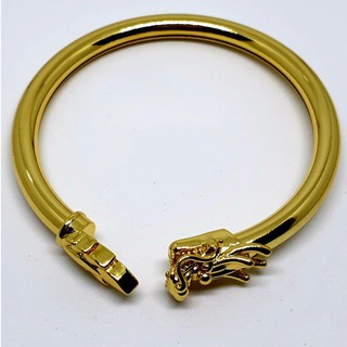 กำไลมังกร ทองคำ เคลือบทองไมครอน 18k สุดหรู หญิง ผู้ชาย ใส่ได้ ข้อมือ 15-18cm แบบบิดข้างใส่