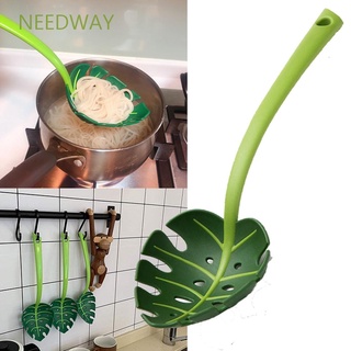 NEEDWAY Creative Noodle Spoon Turtle Back Kitchen Accessories Spaghetti Spoons Long Handle Green Leaf Multi-Functional Home Colander/Multicolor