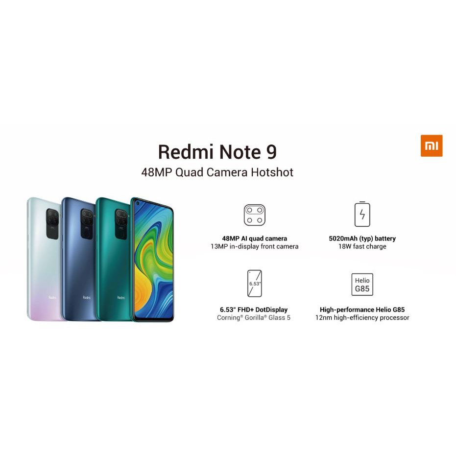 Redmi Note 9 แรม 3/64 ถ่ายรูป เล่นเกมส์ดี เครื่องใหม่ ประกันศูนย์ไทย 15 เดือน ฟรีหูฟัง ฟรีเคส ฟรีฟิล์ม