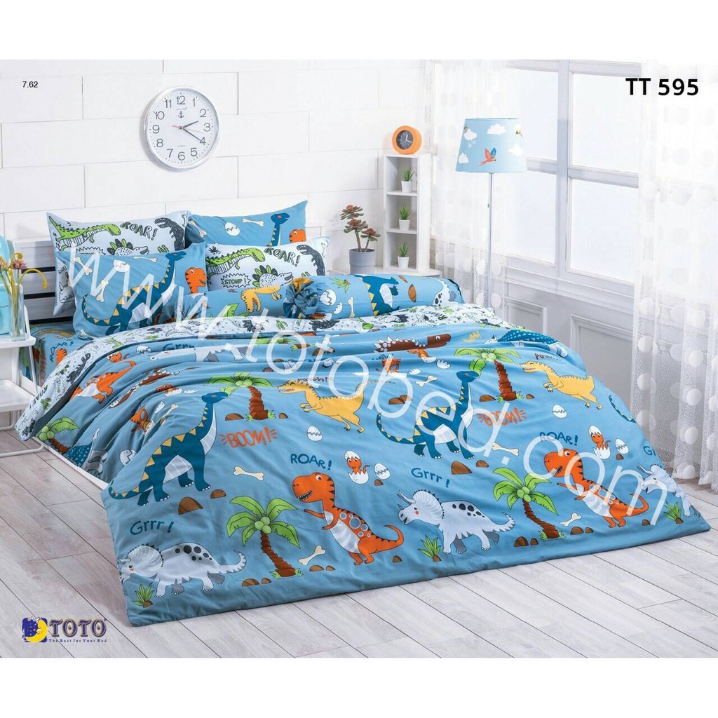 TOTO ชุดเครื่องนอน TOTO ผ้านวมพร้อมผ้าปู 5ฟุต 6ฟุต ลายดอก TT tt  595