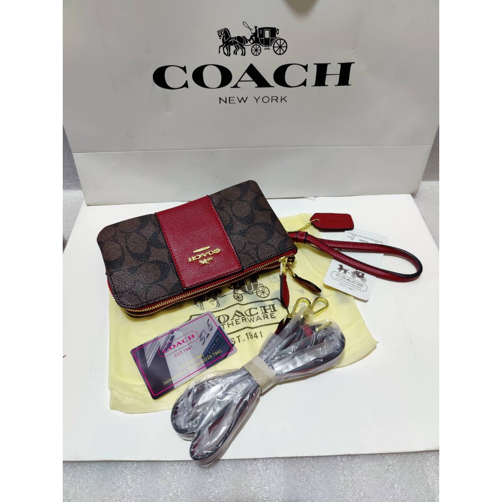 กระเป๋าคล้องมือ COACH 2ซิป กระเป๋าขนาด 7นิ้ว มาใหม่งานดี งานตรงปก  รูปถ่ายจากสินค้าจริง พร้อมส่ง