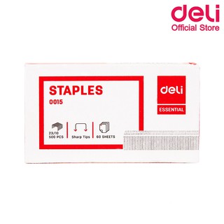 Deli 0015 Staples ลวดเย็บกระดาษเบอร์ 23/10 (60 Sheets) เย็บได้ 500 ครั้ง ลูกแม็ค ลวดเย็บกระดาษ อุปกรณ์สำนักงาน