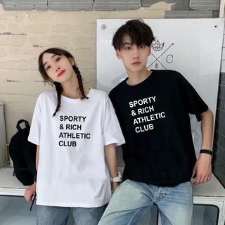 เสื้อทีเชิร์ตเสื้อยืดคอกลมแฟชั่นSportขาว-ดำ ⚡️ พร้อมส่ง⚡️ T-411