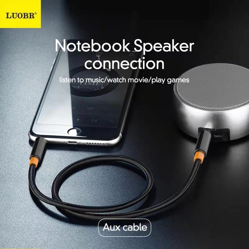 พร้อมส่ง🇹🇭/AUX สายต่อโทรศัพท์กับลำโพง รุ่นLUOBR N18 เป็นสายถัก Aux Audio Male 3.5 to Male 3.5 ยาว100