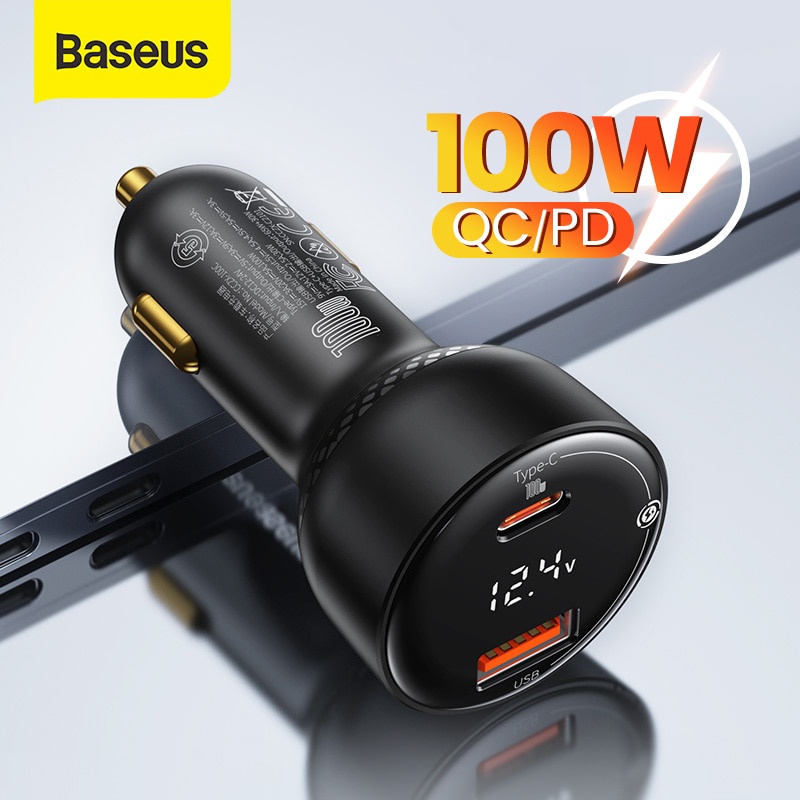 หัวชาร์จ Baseus 100W Car Charger Quick Charge QC 4.0 3.0 PD Fast