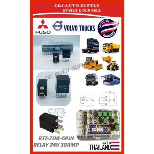RTT-7110-5PIN J&J HEAVY DUTY 5PIN RELAY 24V 30AMP สําหรับการใช้งานบน: UNIVERSAL TRUCK