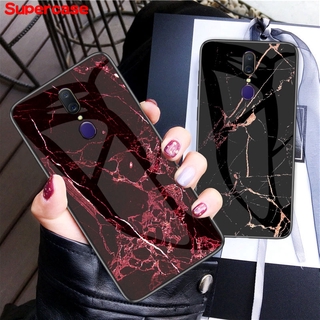 Ready Stock OPPO F11 Pro F3 A77 F5 A73 Find X F9 F7 Phone Case Marble Pattern Glass Soft Frame Hard Cover