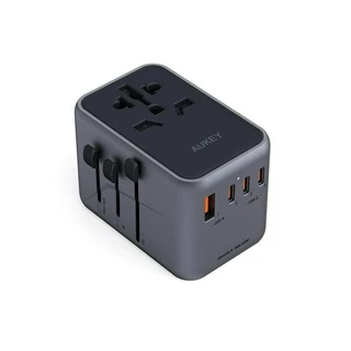 AUKEY PA-TA08 65W หัวแปลงปลั๊กไฟ 65W Universal Travel Adapter ช่อง USB-C และ USB-A รุ่น PA-TA08