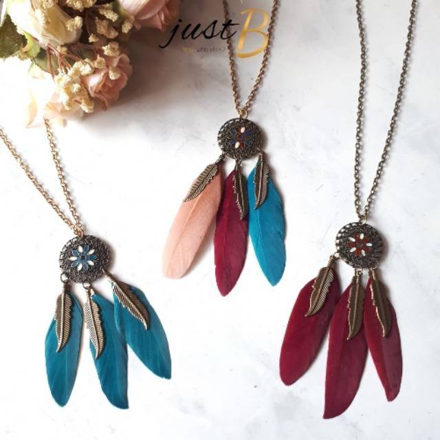 [READY] N025 - Etsy Dreamcatcher สร้อยคอฮิญาบขนนกโบฮีเมียน