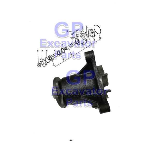 SK200 / SK07N2 / K907-2 / 6D31 HYDRAULIC EXCAVATOR ปั๊มน้ําเครื่องยนต์ ASSY (ญี่ปุ่น/ASAHI)