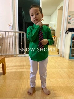 เสื้อเชิ้ตเด็กผู้ชาย แขนยาว แถมเน็คไท 1 (1-15ปี)