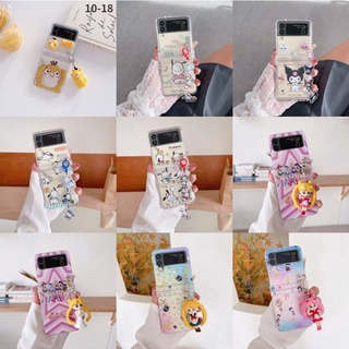 เคสโทรศัพท์มือถือ กันกระแทก ลายการ์ตูน Pochacco พร้อมจี้บานพับ สําหรับ Samsung Galaxy Z Flip 3 Flip 4 Flip3