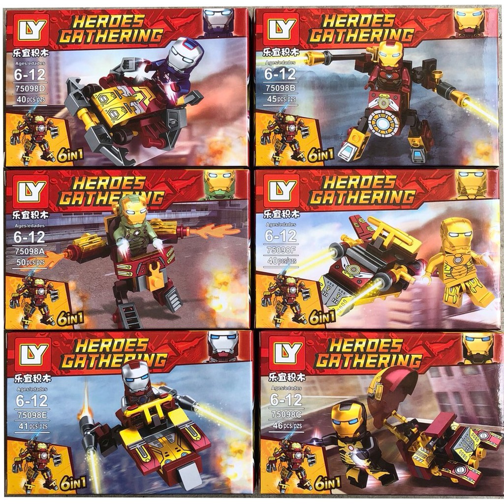 ตัวต่อ เลโก้จีน ไอรอนแมน เซต 6 ตัว รวมร่างเป็น ตัวใหญ่ได้ สินค้ามาใหม่ล่าสุด! Lego Ironman Super Heros