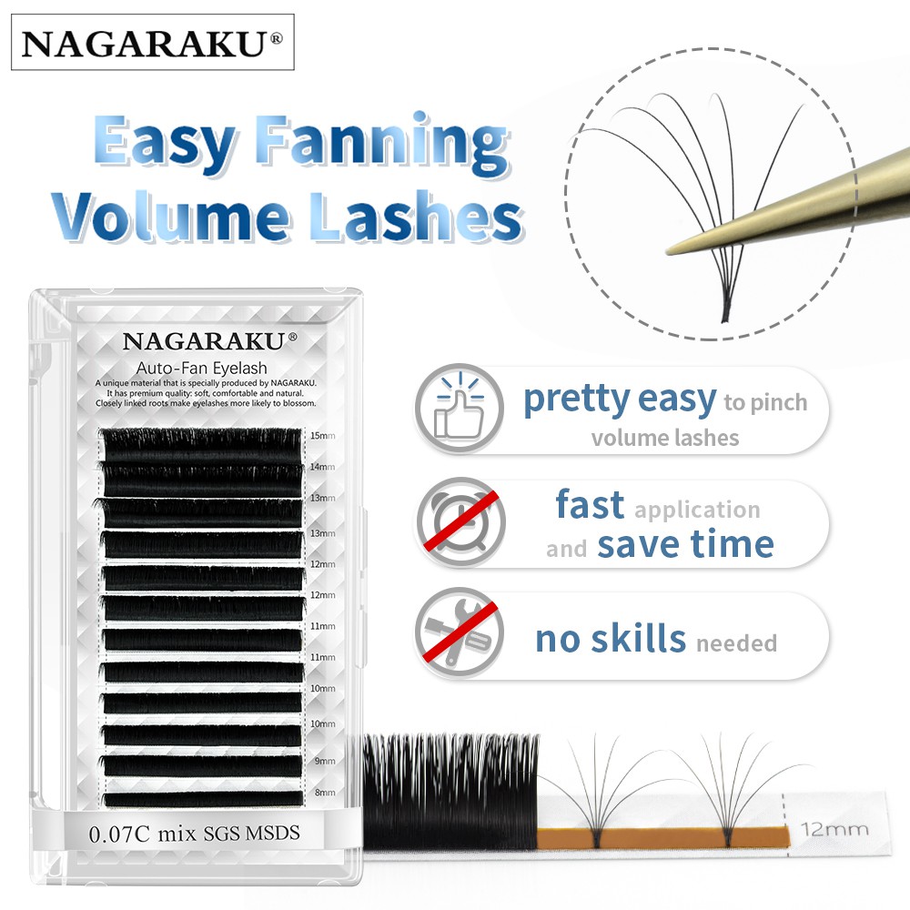 Nagaraku ขนตาปลอมอัตโนมัติ ทํามือ บานเร็ว สําหรับต่อขนตายาว