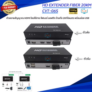 HDMI Fiber Optic KVM Extender 20KM + USB 20KM ส่งสัญญาณ HDMI ผ่านสาย Fiber Optical พร้อมควบคุมระยะไกล (CVT-06S)