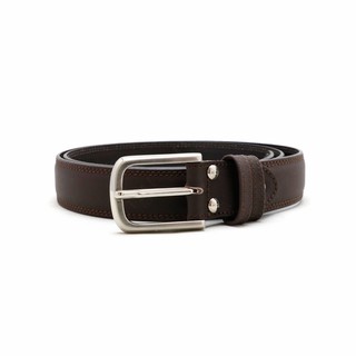 Brown Stone เข็มขัดหนังแท้ Nubuck Narrow Belt – Dark Brown