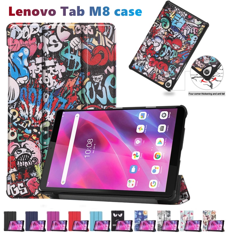 Lenovo Tab M8 (3rd Gen) 8506F M8 FHD 8705F/N M8 HD 8505F/X Slim สีทึบพับฝาครอบทาสีกรณี PU หนังป้องกั