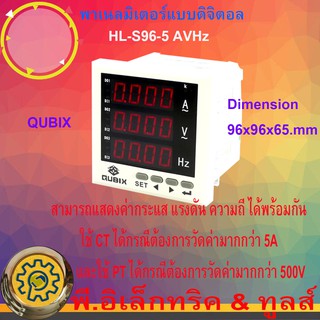 พาเนลมิเตอร์แบบดิจิตอลHL-S96-5 AVHz  Network 3 Phase 3 wire, 3 Phase 4 wires