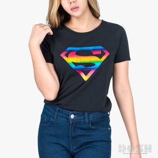 DOSH :WOMENS T-SHIRTS เสื้อยืด คอกลม แขนสั้น ผู้หญิง สีดำ XS-S-M ลิขสิทธิ์SUPERMANรุ่นESWT1012-BL