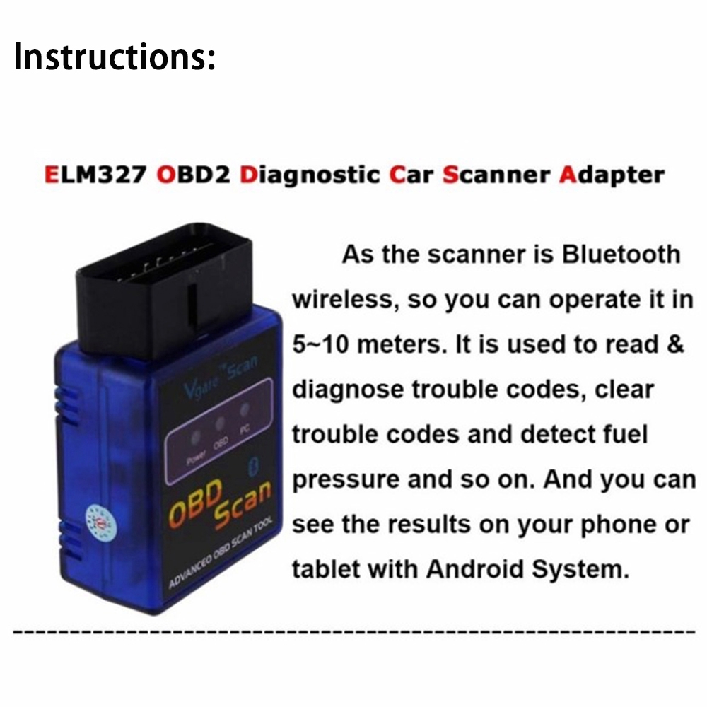 ELM327 Bluetooth V2.1 OBD2 OBD II Car Auto Torque Diagnostic intercace Scanner B