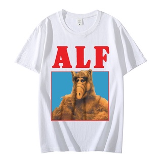 T-shirt  เสื้อยืดแขนสั้น ผ้าฝ้าย พิมพ์ลายแมว Alf Gordon Shumway ขนาดใหญ่ สําหรับผู้ชายS-5XL