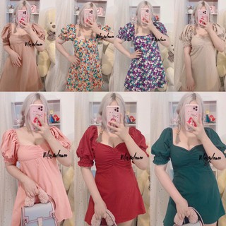พร้อมส่ง มินิเดรสแขนตุ๊กตาพอง สม็อคหลัง