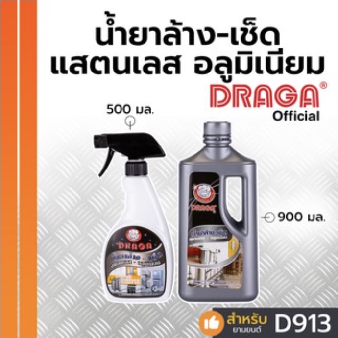 สเปรย์ น้ำยาล้างเช็ด สเเตนเลส อลูมิเนียม Draga 500ml. #ขจัดคราบเงางามเหมือนใหม่ #ไม่ทำลายพื้นผิววัสดุ