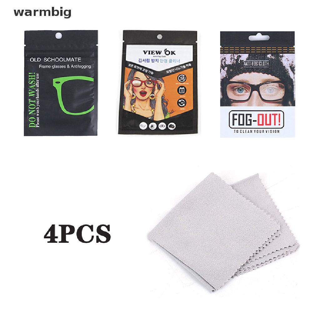 Warmbig 4pcs Reusable Anti Fog Wipes Glasses Pre Moistened Antifog Lens Cloth For Glass Hot 8672