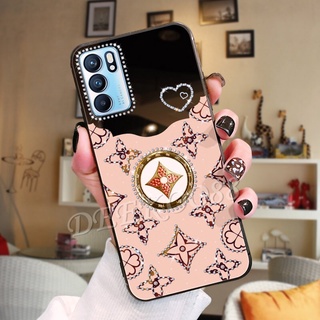 เคส OPPO Reno6 Z Reno6 5G Ins แฟชั่นหรูหรา Be Love Diamond ปลอกอะคริลิคเคสโทรศัพท์ OPPO Reno 6Z 5G ที่วางแหวนขายึด Hardcase ฝาครอบ