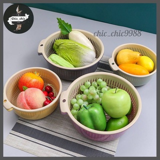 🥒ตะกร้าล้างผัก ตะกร้าล้างผลไม้ ตะกร้าสองชั้น ใช้สำหรับล้างผั…