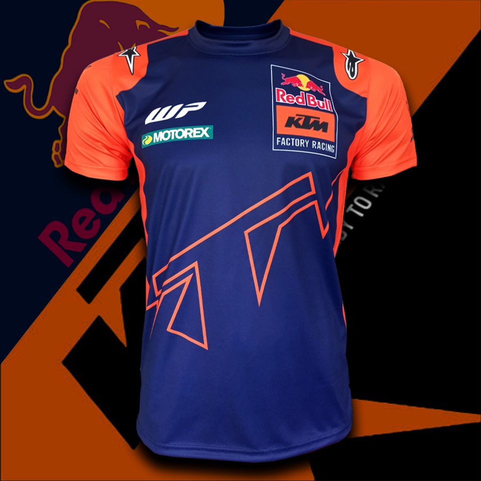 เสื้อยืดคอกลม MotoGP ทีม KTM Factory Racing เสื้อยืด โมโตจีพี เคทีเอ็ม แฟคทอรี่ เรสซิ่ง #MG0082 พิมพ์ทั้งตัว ไซส์ S-3XL