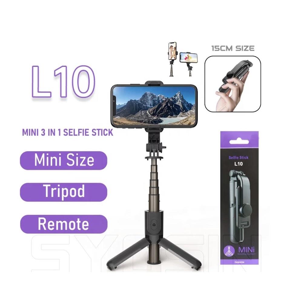 พร้อมส่ง Selfie Stick L10 ขาตั้งกล้อง รีโมทไร้สาย Mini Selfie Stick 360 ° หมุนสำหรับโทรศัพท์สมาร์ทโฟน