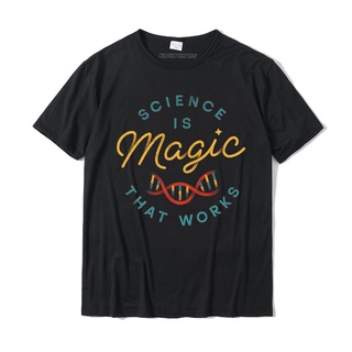 เสื้อยืดวินเทจเสื้อยืดลําลอง ผ้าฝ้าย 100% แขนสั้น คอกลม พิมพ์ลาย Science Is Magic That Works Dna String Helix ทรงหลวม สไ
