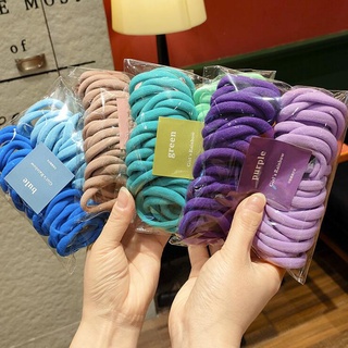 50PCS/Bag Candy Color Kids Girls Seamless Hair Ring Hair Rope  Ponytail Holder Elastic Towel Roll Elastic Hair Bands