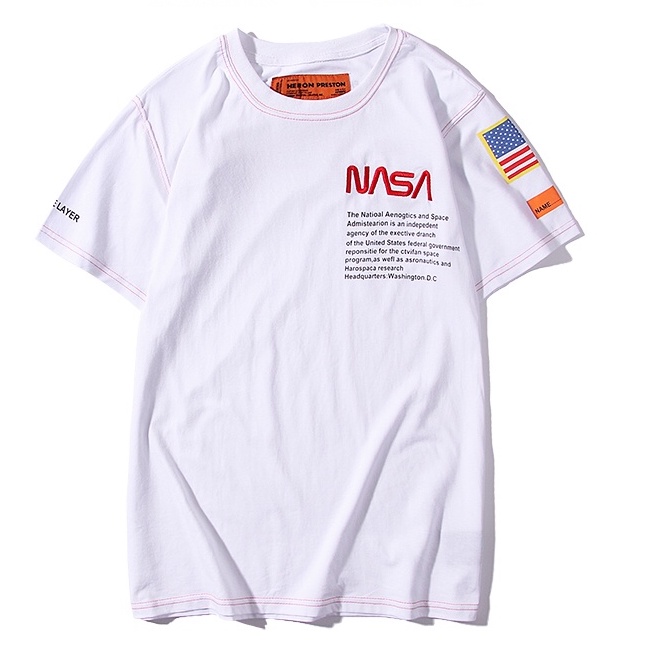 พร้อมสต็อกผลิตภัณฑ์ใหม่ 🔥HERON PRESTON X NASA🔥 สตรีทพื้นที่แบบอินเทรนด์เสื้อยืดเสื้อยืดฤดูร้อน [M-XL