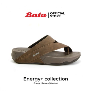 *Best Selling* Bata  Energy+ รองเท้าแตะลำลองแฟชั่นผู้ชาย รุ่น WELL UP สีน้าตาล รหัส 8716641 นุ่มสบาย  size 6-11 v6Fa