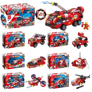 ใช้งานร่วมกับ Lego Assembled Building Blocks 6 in 1 City Fire Brigade DIY Small Particles Childrens Educational Toys