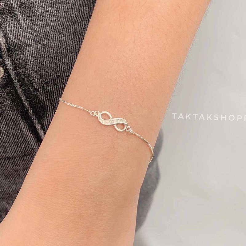 ส่งฟรี สร้อยข้อมือ infinity เงินแท้92.5%
