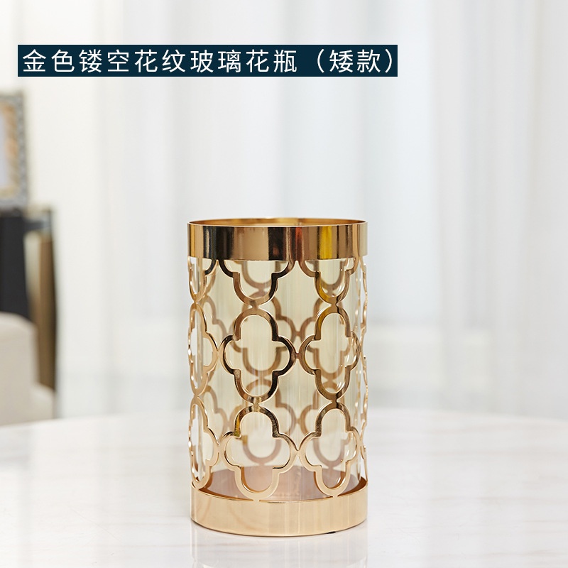 แจกันแก้วโลหะ สไตล์ยุโรป สร้างสรรค์ และหรูหรา สําหรับตกแต่งบ้าน - รูปที่ 4