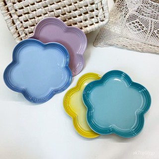 Cool color flower plate lecreuset petal plate flower-shaped plate four-piece 23cm glazed porcelain plate Nordic rPMg