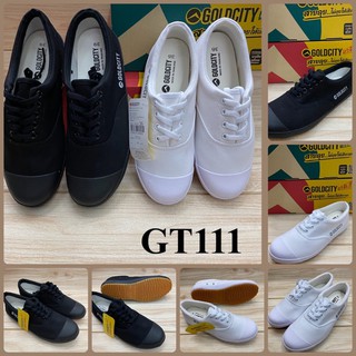 Goldcity GT111 รองเท้าผ้าใบนักเรียน (31-45-) สีดำ/สีขาว