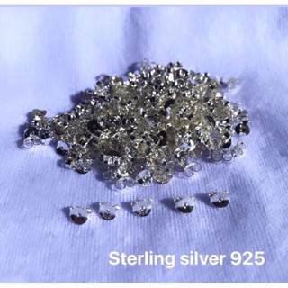 พร้อมส่ง แป้นต่างหูเงินแท้ 925  แป้นต่างหูเงิน  DIY อะไหล่แป้นต่างหู sterling Silver 925 ราคาส่ง เคลือบทองคำขาว